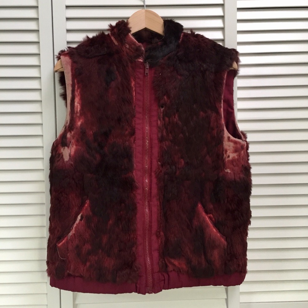 Vintage Quilted Cotton Fur Reversible Vest